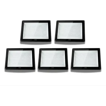 Kit 5 Refletor Led Holofote 2000w Prova D'água 6500k 127/220v Preto Branco-frio