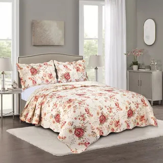 Colcha Casal Queen Dupla Face Cobre Leito Floral 3 Peças Colcha Casal Queen Dupla Face Cobre Leito Floral 3 Peças