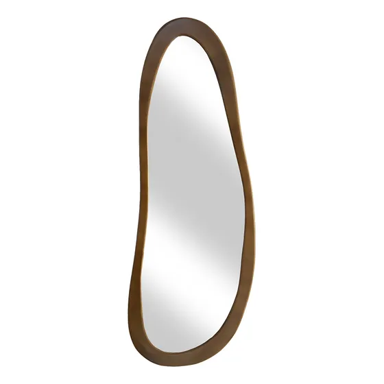 Espelho Grande Organico Oval Moldura Borda Madeira 50x130cm Moldura Freijó