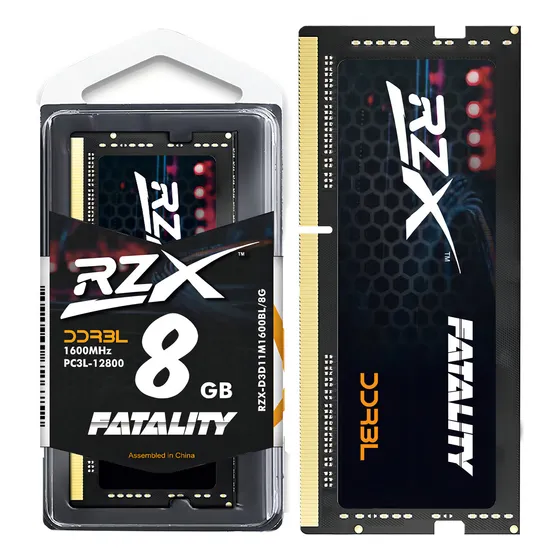 Memória RAM Notebook RZX Gamer Fatality DDR3 PC3L 8GB 1600MHz 1.35v PC3L 12800 Sodimm