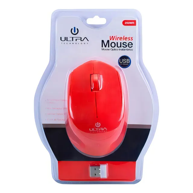 Mouse Optico Inalambrico Ultra 250wr Rojo - Revogames