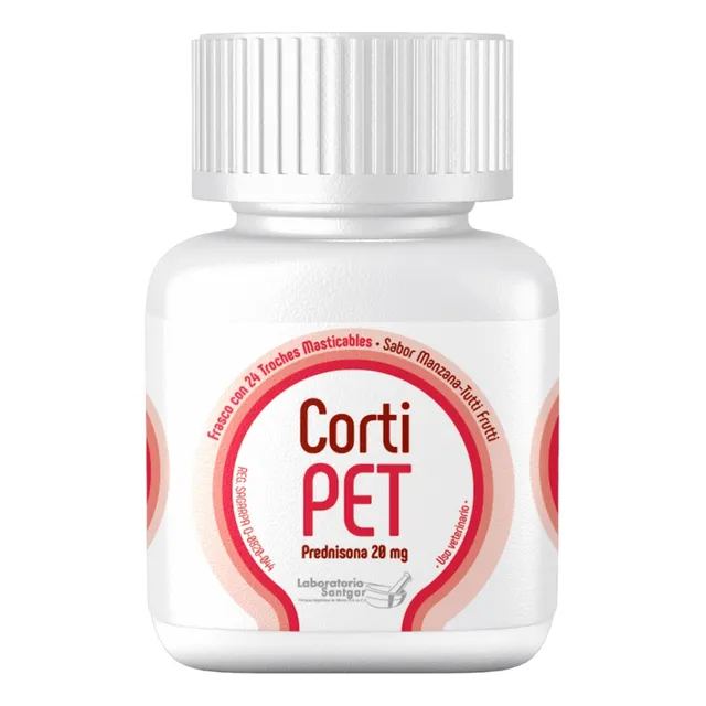 Suplemento Perros Cortipet 20mg, 24 Tabletas Rojo Santgar