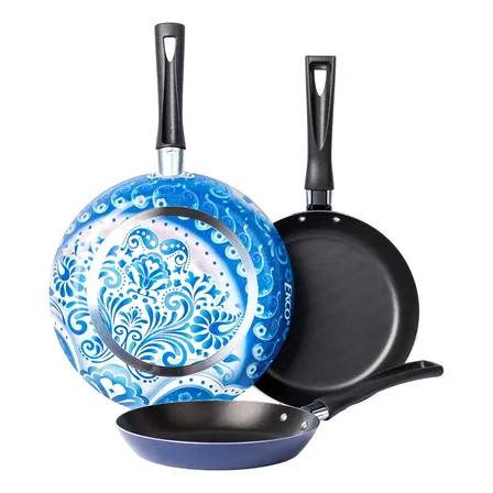 Juego De Sartenes Con Antiadherente Ekco Photo Blue De Aluminio 3 Piezas [18,20,24 Cm]
