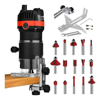 Router Madera Recortadora Rebajadora 800w +15 Brocas Carburo Router Madera Recortadora Rebajadora 800w +15 Brocas Carburo