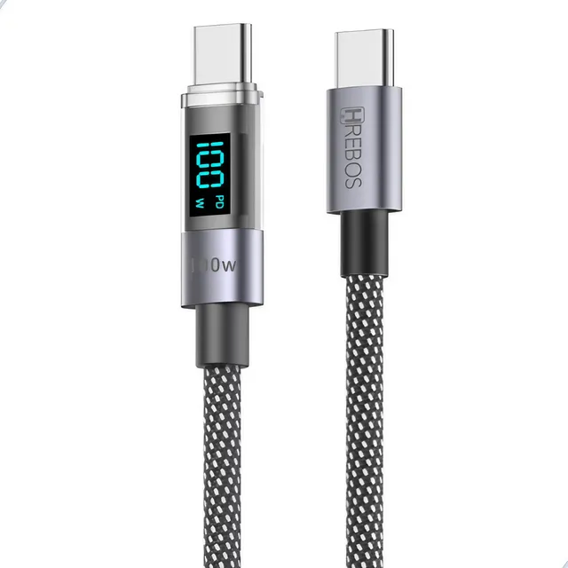 Cabo Carregador Usb C Tipo C 100w Turbo Tech Led Visor Pro