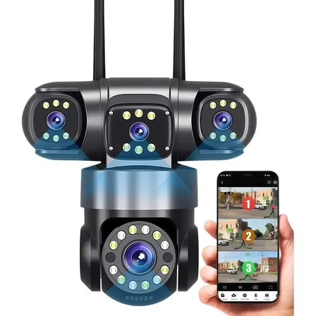Câmera De Segurança Tripla Inteligente Wi-fi 360° 4k Visão
