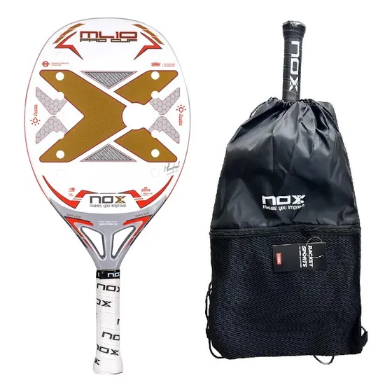Raquete Beach Tennis Nox Ml10 Pro Cup Carbono Cor Branca/Dourada