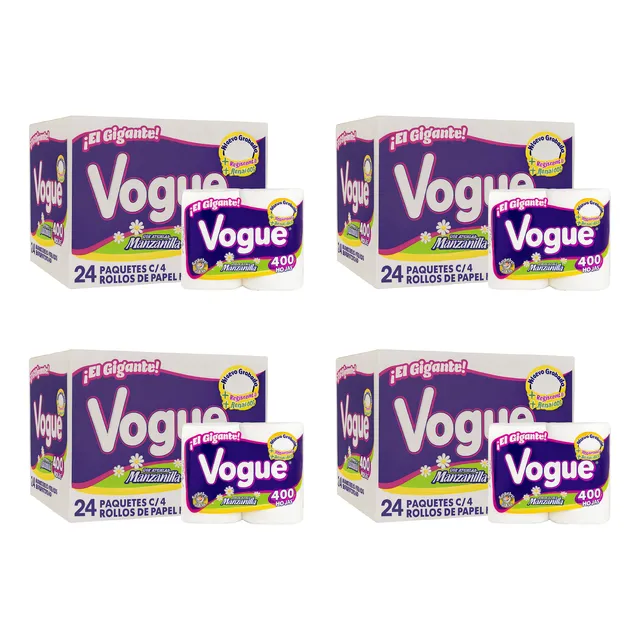 Papel Higiénico Vogue 96 Paq 4 Rollos 400h Manzanilla