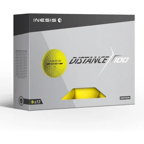 Bolas De Golf Distance 100 Inesis (caixa 12 Bolas) Cor Amarela