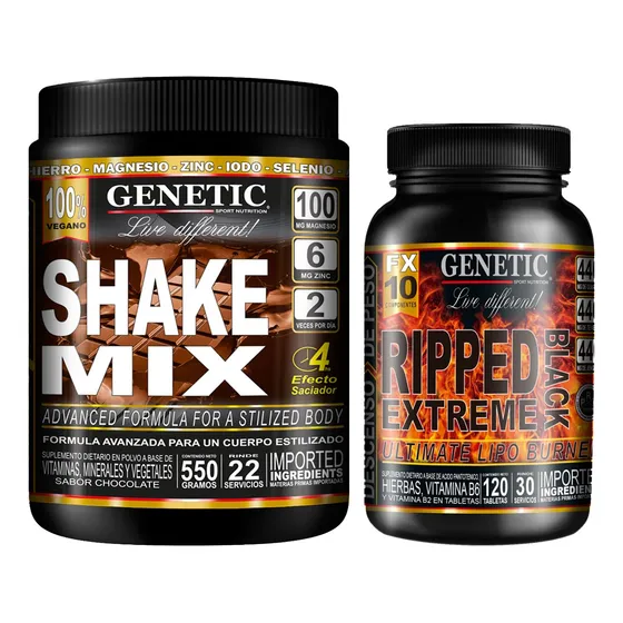 Batidos Dieta Shake Mix Ripped Black Ultra Quemador Genetic