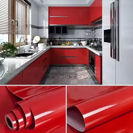 Papel Adesivo Envelopar Geladeira Fogão Prata Tipo Inox 3mt Cor Vermelho