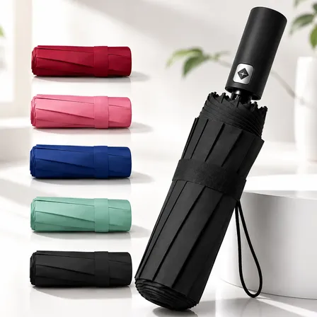 Guarda Chuva Automático Sombrinha Bolsa Proteção Uv Black Preto Liso