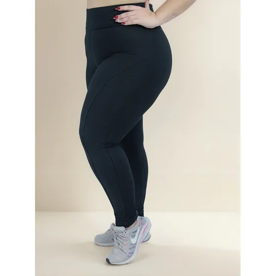 Legging Montaria Plus Size Detalhe Suplex Flanelada Cós Alt 