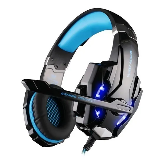 Auriculares gamer inalámbricos Kotion Each G9000 black y blue con luz LED