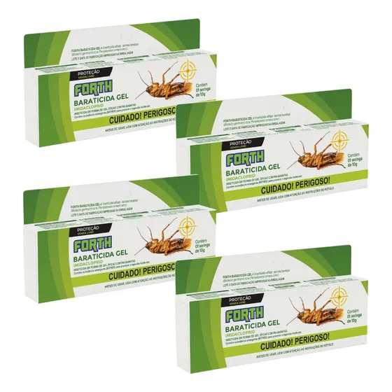 4 Forth Baraticida Gel Seringa De 10g Eficaz Contra Baratas