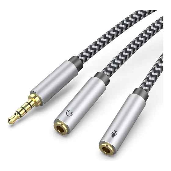 Cable Adaptador Divisor Auriculares 3,5mm A 2 Micr Auricular