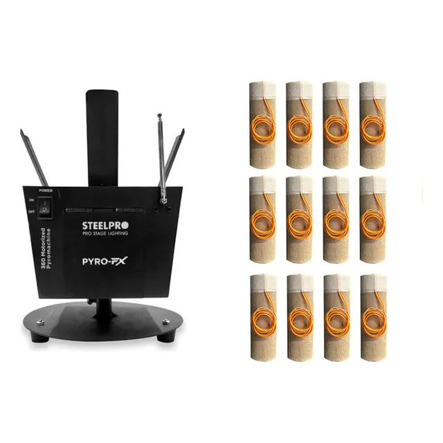 Kit Base Giratoria Para Chispa Fria + 12 Cartuchos De 12 Seg