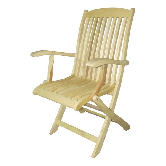 Silla Plegable Madera Con Apoya Brazos Para  Exterior