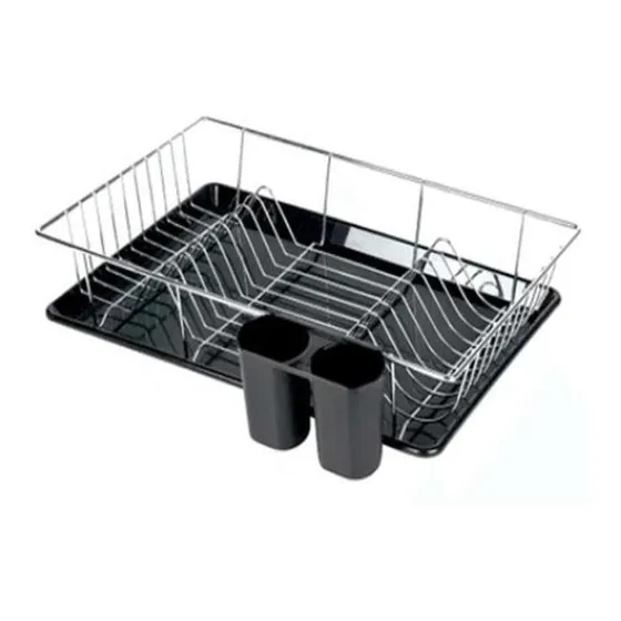 Escurridor de vajilla Mor con soporte para cubiertos, 18 platos, color negro