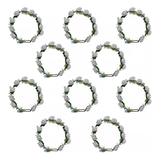 Pack 10 Vincha Flores Led Hippie A Pilas Hawaiana