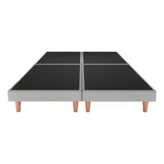 Base Cama Box Tapiz Praga Lino Gris King Size