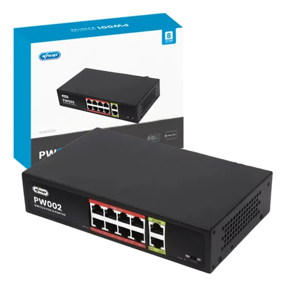 Switch Poe Gigabit Híbrido Com 8 Portas Poe 2 Portas Uplink 