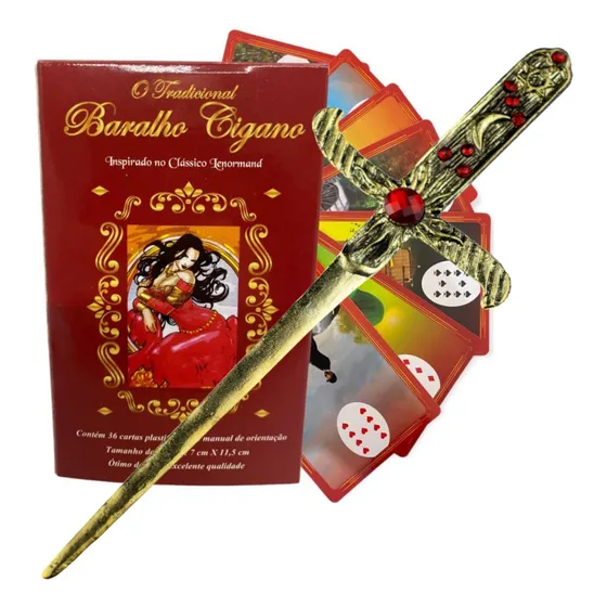 O Legitimo Tarô Cigano 36 Cartas E Manual + Punhal Metal 