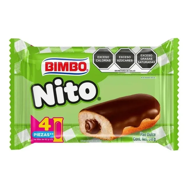3 Pzas Pan Dulce Bimbo Nito 4 Piezas De 62 G C/u