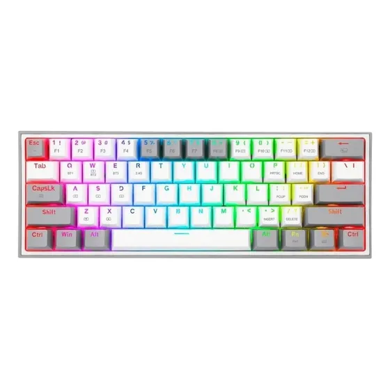 Teclado Wireless Redragon Fizz Pro Rgb 60% White/grey Sw Red Idioma Español Color Del Teclado Blanco/gris