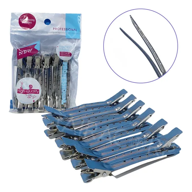 Presilha Grampos Clips De Cabelo Aço Inoxidável Metal 12 Pcs