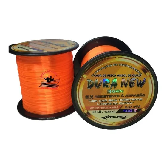 Linha Duranew 0.37mm 500m Monofilamento 8x Baixa Memória Cor Laranja