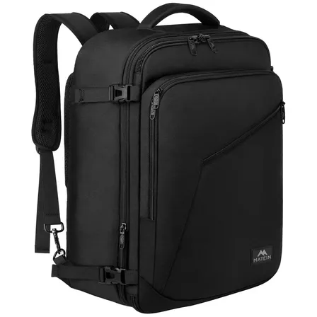 Mochila De Viagem 40l Grande Expansível Impermeável Antifurto Para Masculina E Feminina, Mochila Escolar Executiva Item Pessoal De 10kg Aprovado Para Aviões, Matein 1159 Cor Preto Black Liso