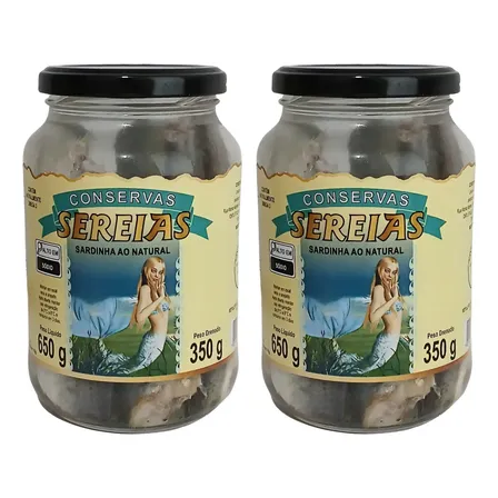 Kit 2 Sardinha Ao Natural Conserva 650g Anchovada Sereias