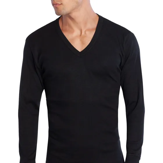 Camiseta M/l Arga Cuello V Hombre Algodón Negro