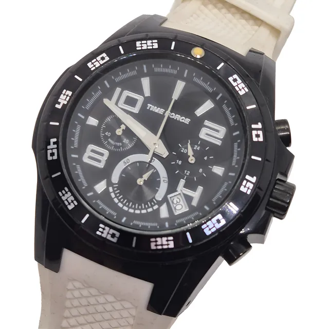 Reloj Time Force Cristiano Ronaldo Cronómetro Acero Negro Blanco Negro Negro