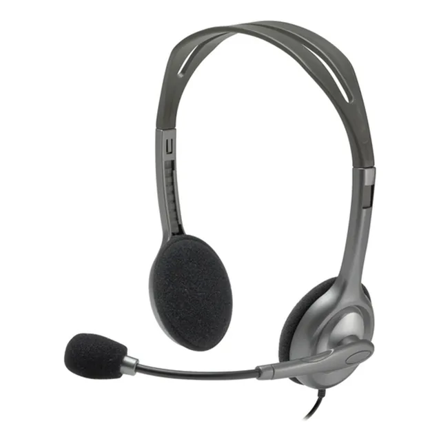 Auriculares Logitech Com Microfono Oficina H111 981-000612 Ajustable Gris