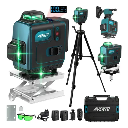 Kit De Nivel Laser 16 Linhas Nivelador A Laser + Plataforma De Alumínio + Suporte + Tripé + 2 Recarregavel Baterias Prumo Facil