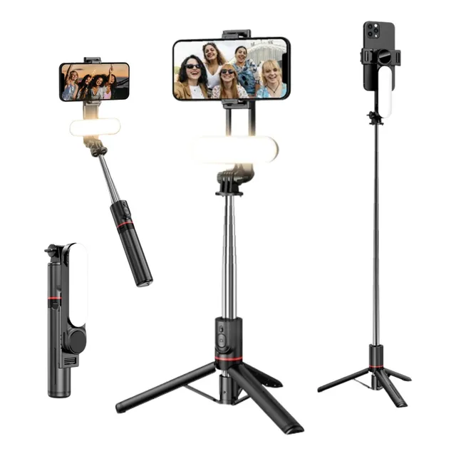 Tripode Selfie Stick 110cm+ Luz+ Bluethoot 5en1 Para Celular