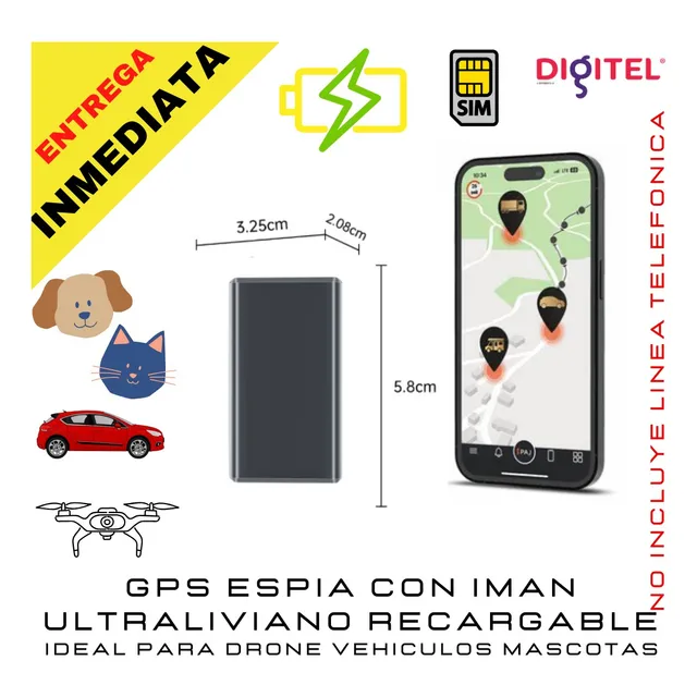 Mini Gps Espia Gsm Lte 4g Iman Con App Ios Android Flota