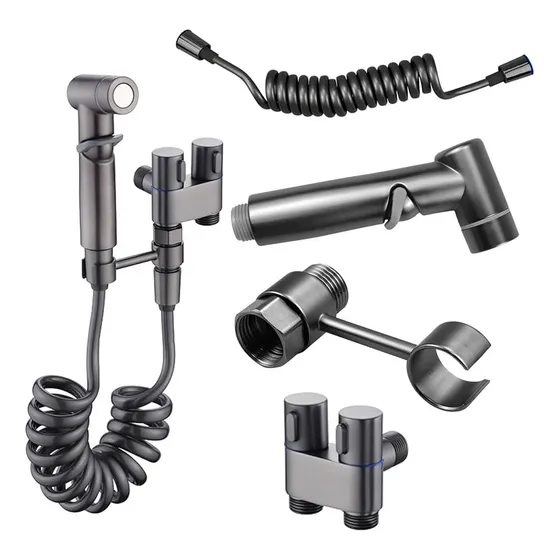 Llave De Ducha Bidet Doble Manilla Plateada