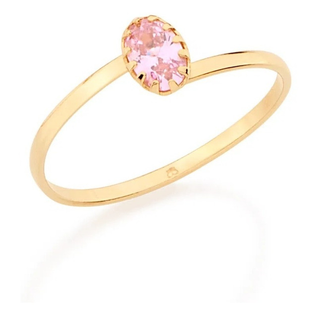 Anel Rommanel Banhado A Ouro Solitário Zirconia Oval 512177 Anel Rommanel Banhado A Ouro Solitário Zirconia Oval 512177