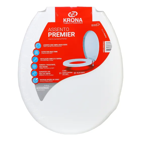Asiento Tapa Plastica Inodoro Universal Krona Color Blanco