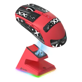 Attack Shark X6 Três Modos Base De Carregamento Gamer Mouse Vermelho