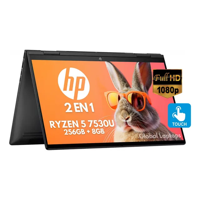 HP ENVY x360 Ryzen 5 7530U 8gb Ram 256 SSD Pantalla FHD Touch 2en1 AMD Radeon Graphics Windows 11 Color Nightfall Black
