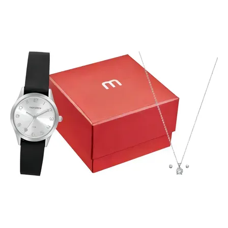 Kit Relógio Feminino Com Semijoias Ponto de Luz Mondaine 32793l0mknh2k1