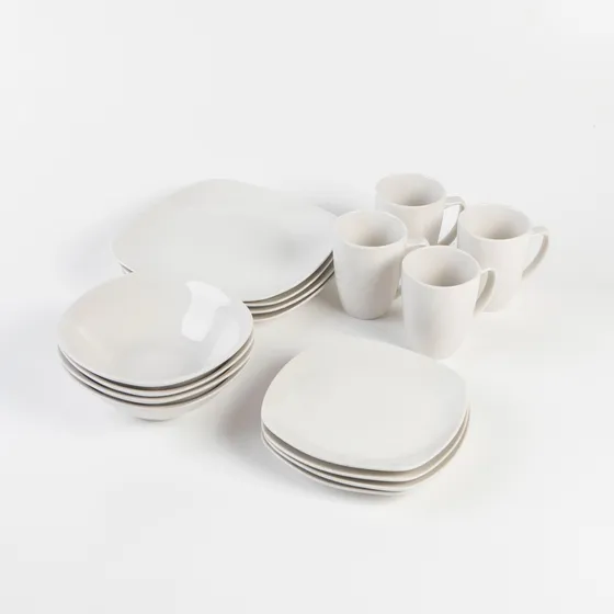 Vajilla Porcelana Gb Green Bazar 16 Piezas