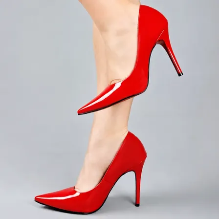 Scarpin Sapato Verniz Salto Alto 11cm Sola Vermelha Feminino Vermelho Liso 36 Br