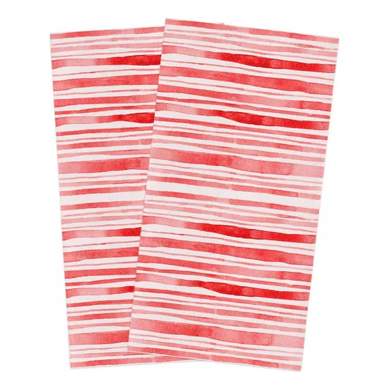 2 Paño Cocina Raya Roja 18x28  Algodon Decoracion Toalla