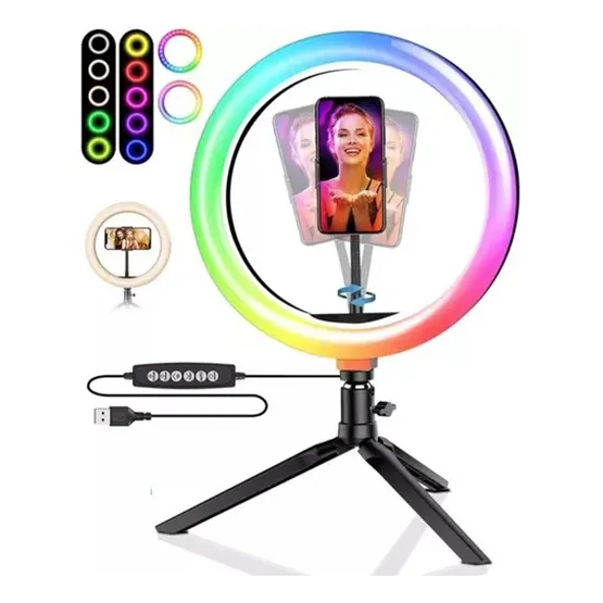 Aro De Colores Luz Led Todos Los Colores Para Mesa Blanco Rg