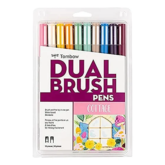Rotuladores Tombow Pen Cottage Dual Brush, Paquete De 10, 10